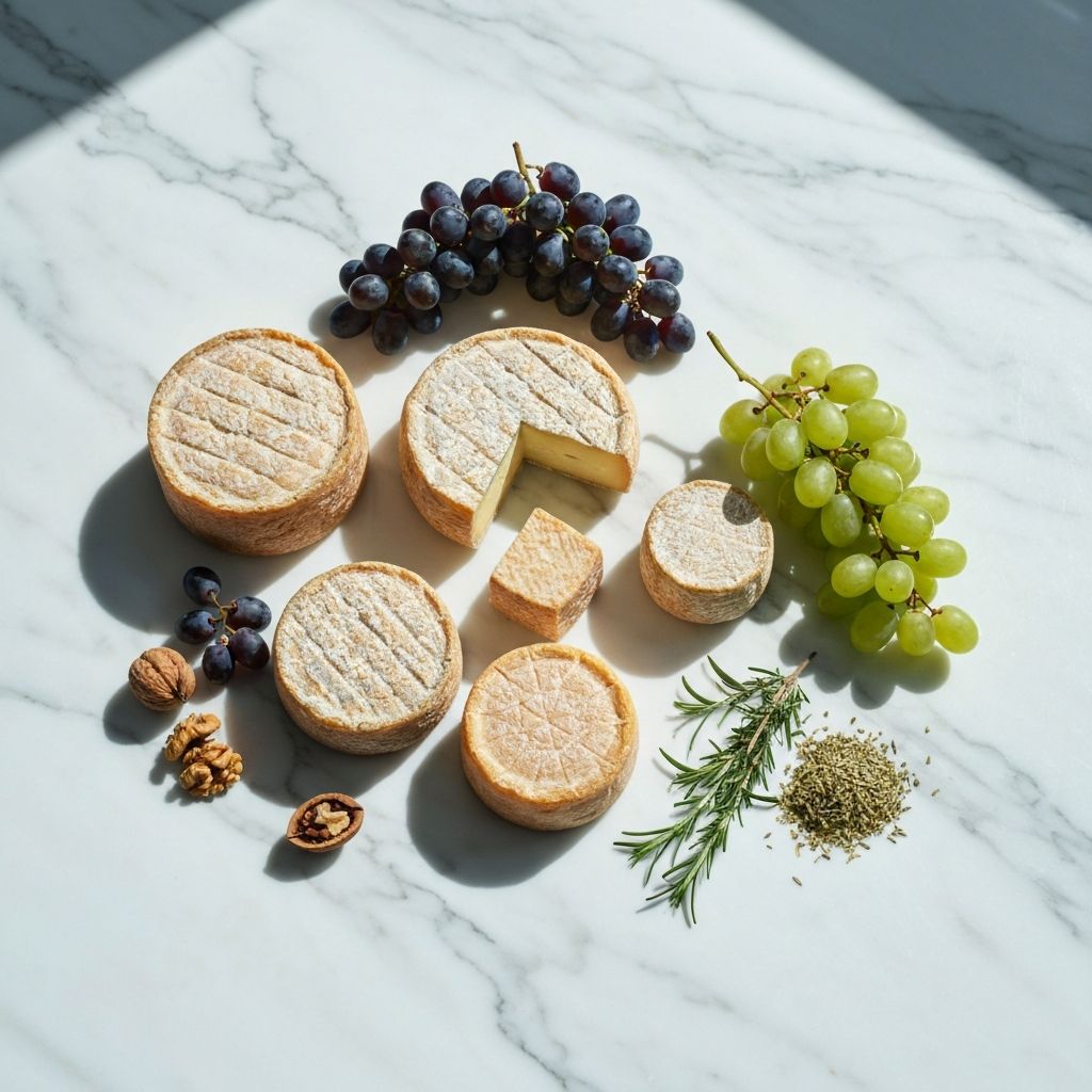 Arrangement of fresh French produce and artisan ingredients